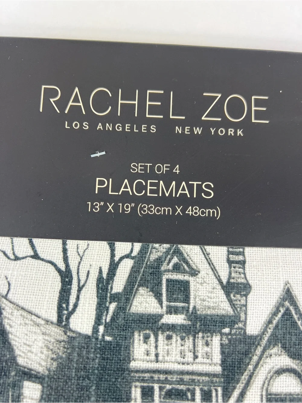 Rachel Zoe Halloween Placemats Set of 4 Black and White